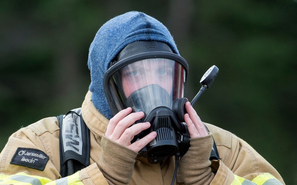 Air Force firefighters conduct wartime-firefighting readiness training at JBER