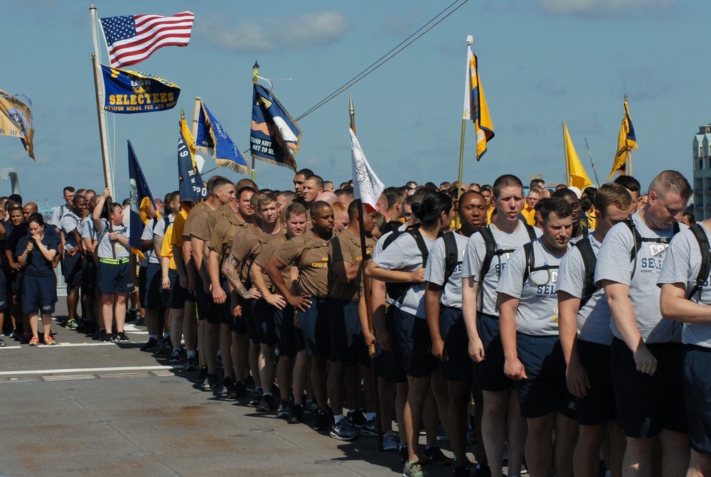 CPO Selectees on the fantail of the USS Wisconsin (BB-64)