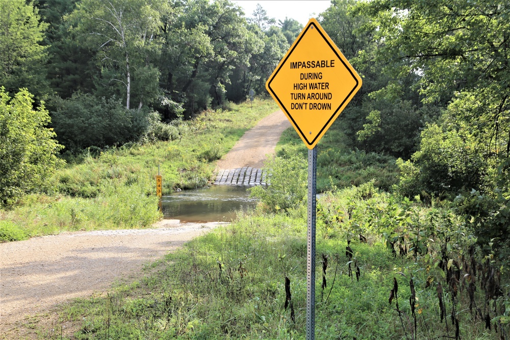 Water crossing sign at Fort McCoy