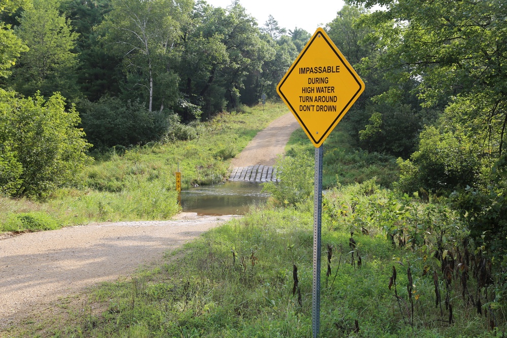 Water crossing sign at Fort McCoy