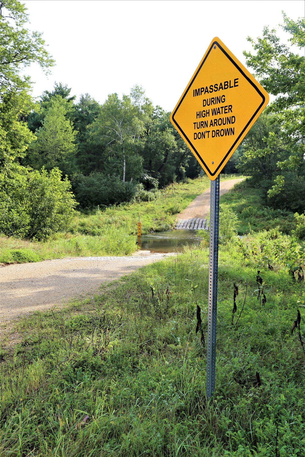 Water crossing sign at Fort McCoy