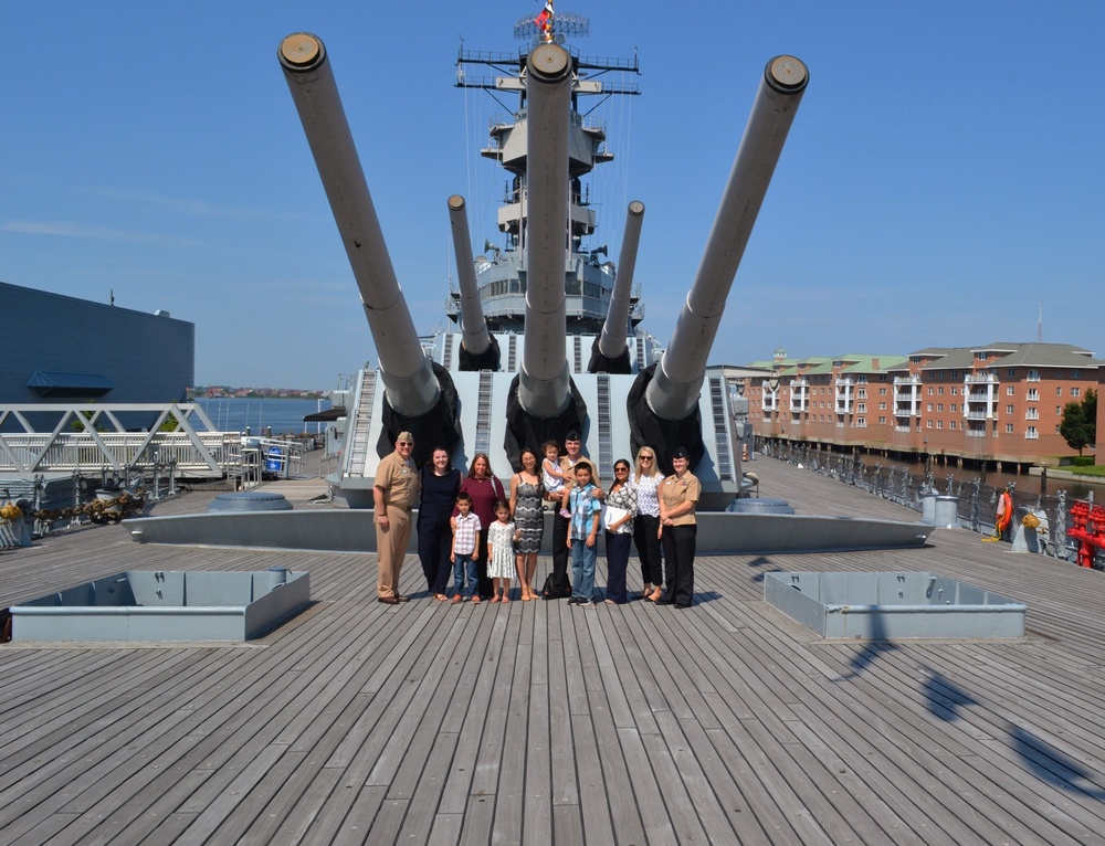 USS Wisconsin (BB-64) hosts a re-enlistment ceremony