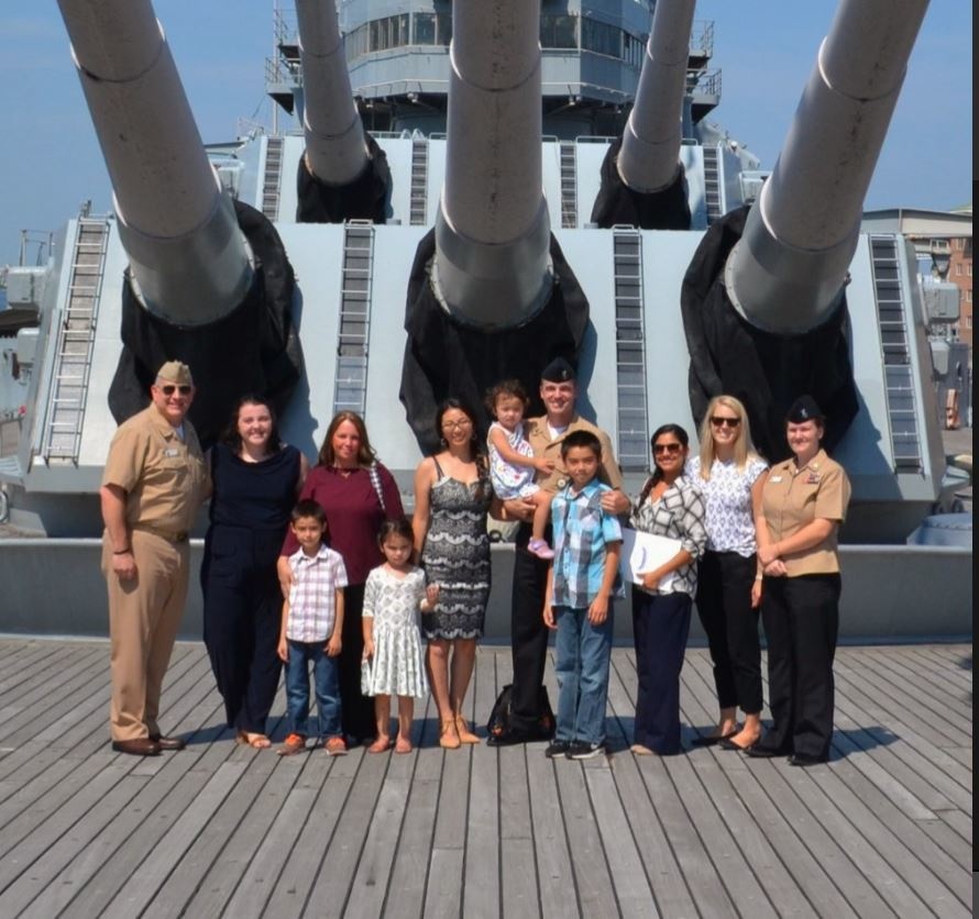 USS Wisconsin (BB-64) hosts a re-enlistment ceremony