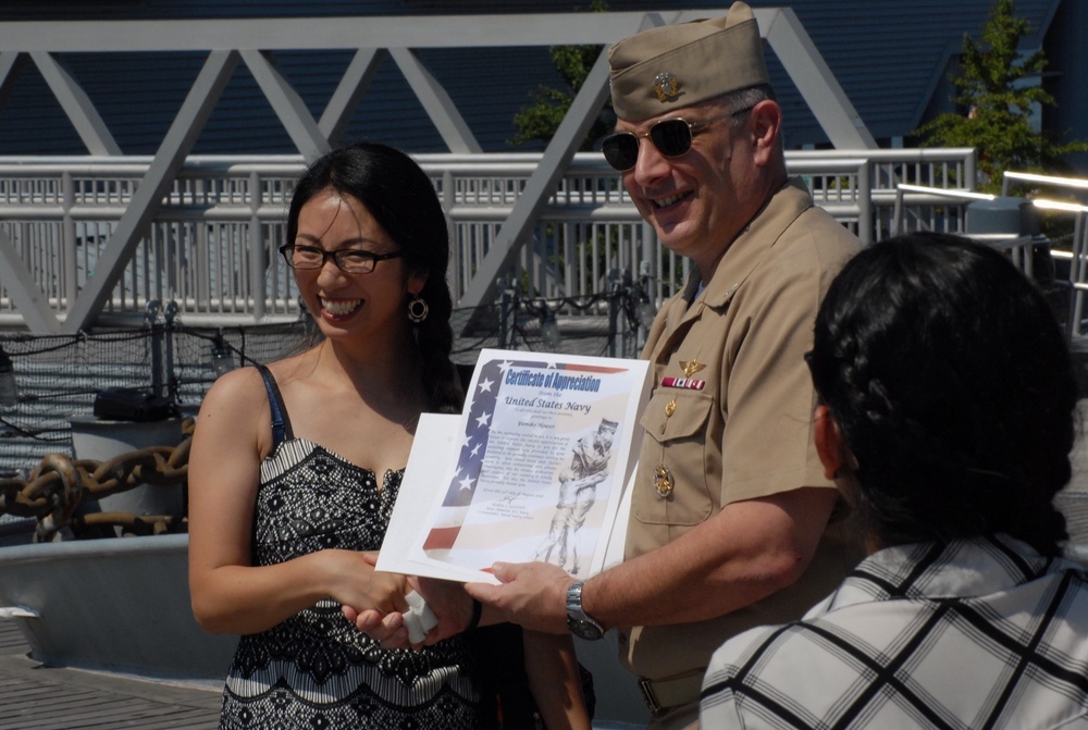 USS Wisconsin (BB-64) hosts a re-enlistment ceremony