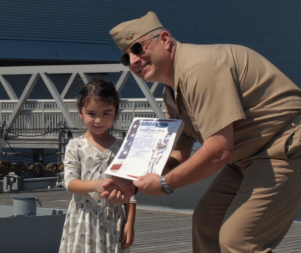 USS Wisconsin (BB-64) hosts a re-enlistment ceremony