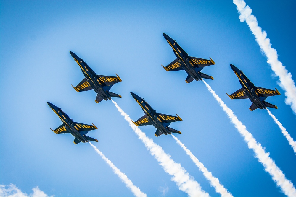 Navy Blue Angels fly over Sound of Speed