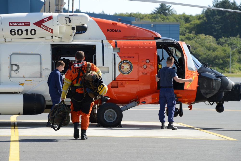 Coast Guard Air Station Kodiak responds to overturned skiff near Cape Chiniak, Alaska