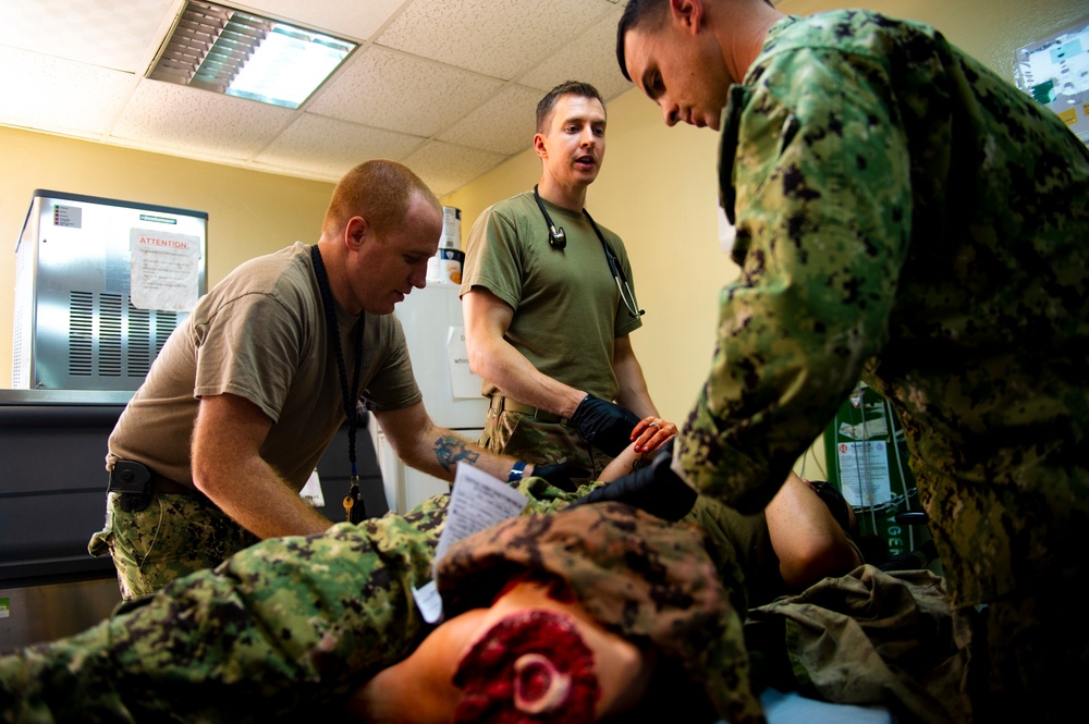 Task Force Alamo works with Expeditionary Medical Facility for mass casualty exercise