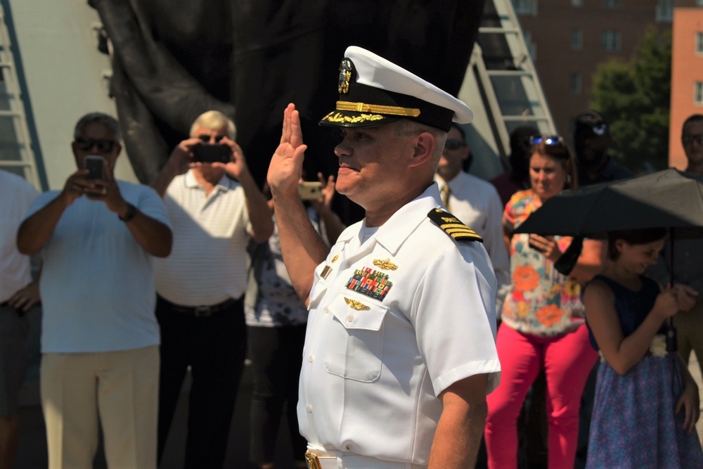 USS Wisconsin (BB-64) hosts a promotion ceremony