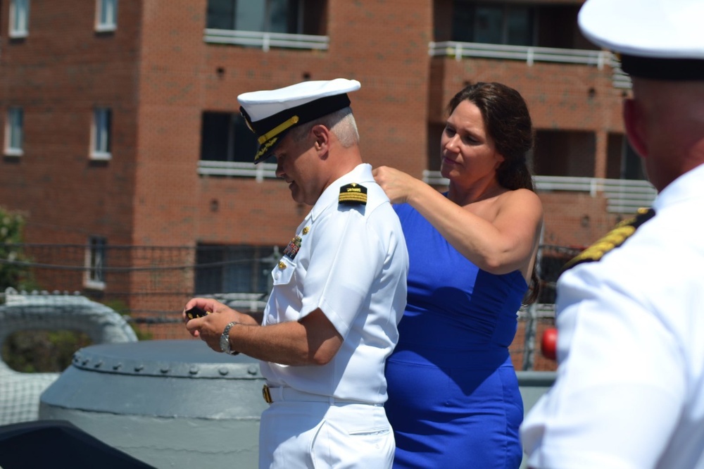 USS Wisconsin (BB-64) hosts a promotion ceremony