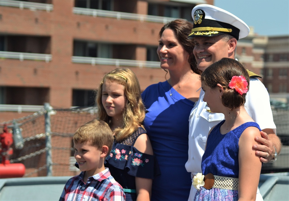 USS Wisconsin (BB-64) hosts a promotion ceremony