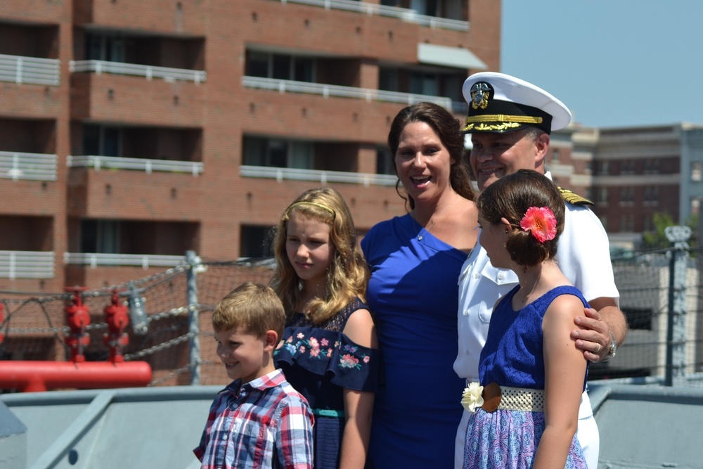 USS Wisconsin (BB-64) hosts a promotion ceremony