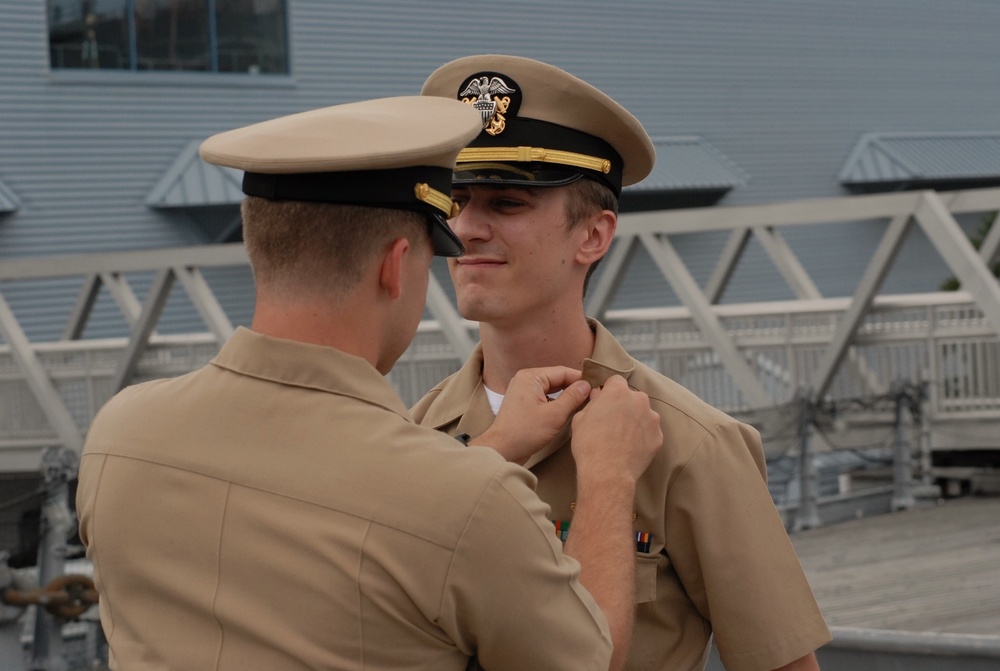 Naval Museum hosts a promotion ceremony aboard the USS Wisconsin (BB-64)