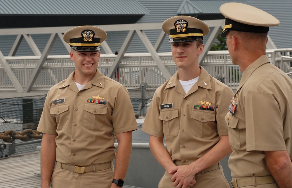 Naval Museum hosts a promotion ceremony aboard the USS Wisconsin (BB-64)