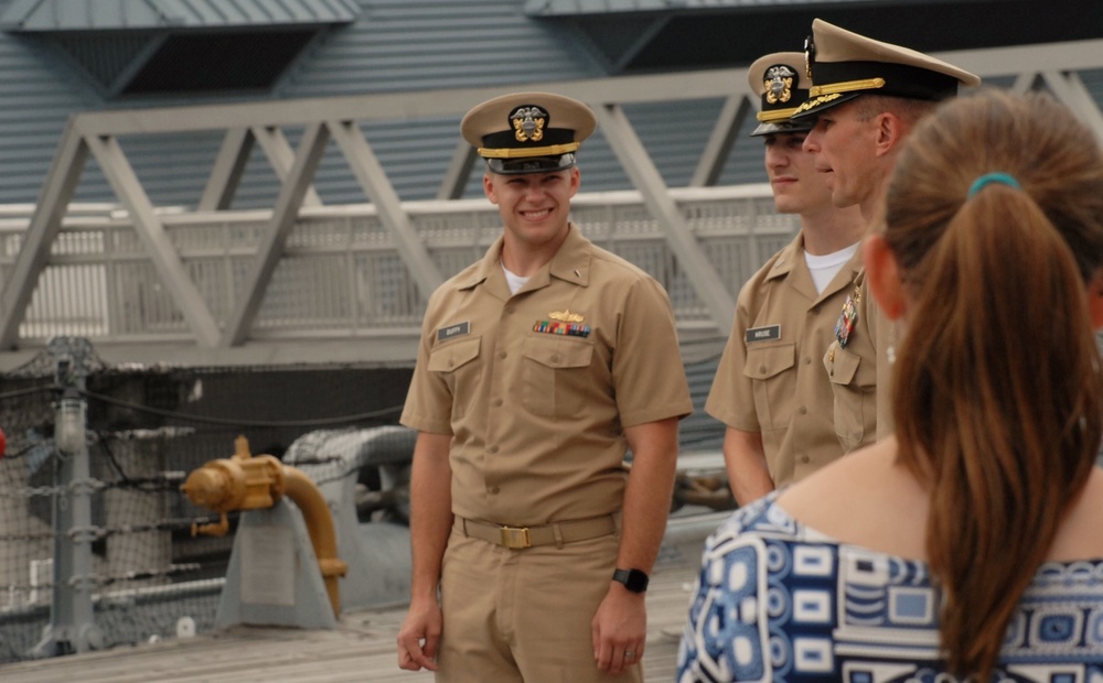 Naval Museum hosts a promotion cermeony aboard the USS Wisconsin (BB-64)