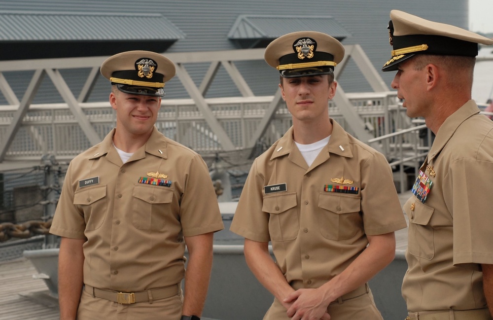 Naval Museum hosts a promotion cermeony aboard the USS Wisconsin (BB-64)