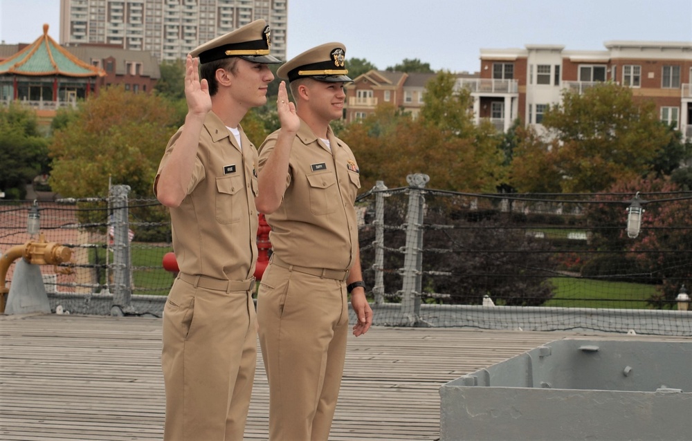 Naval Museum hosts a promotion ceremony aboard the USS Wisconsin (BB-64)