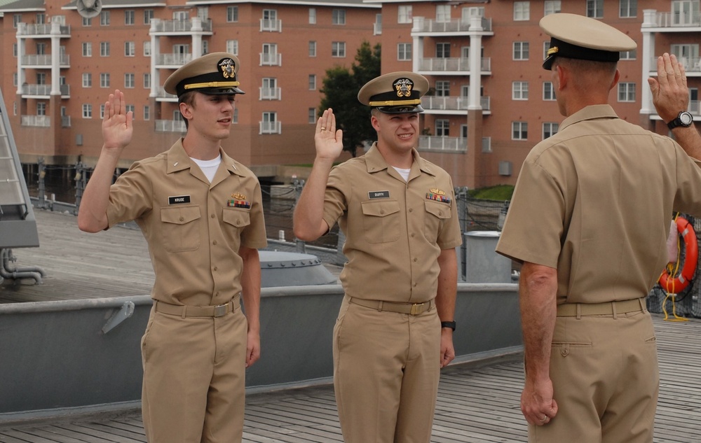 Naval Museum hosts a promotion ceremony aboard the USS Wisconsin (BB-64)