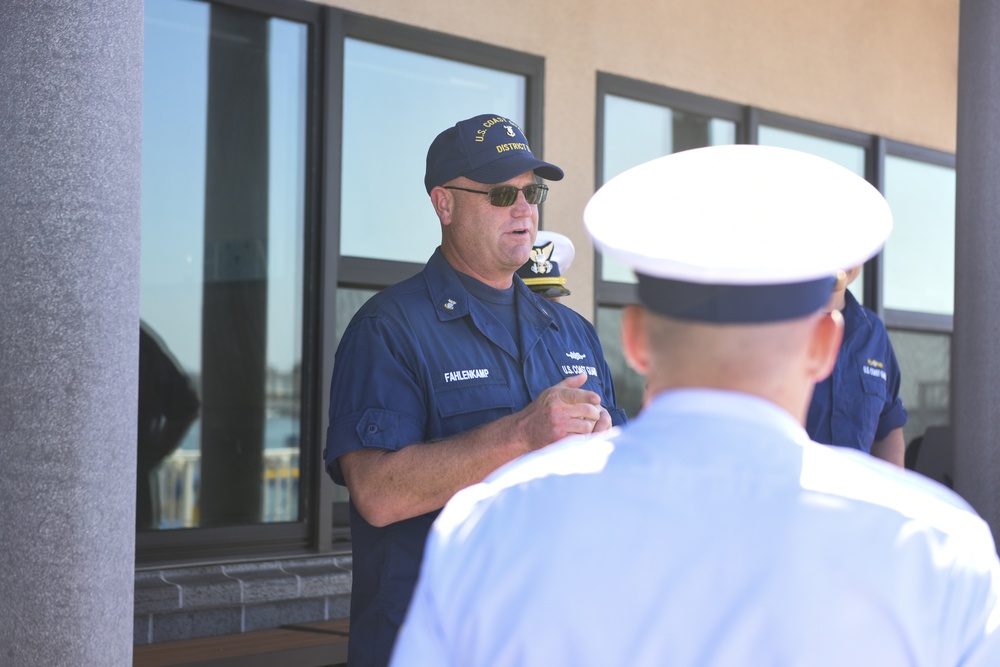 Coast Guard D11 Commander and Command Masterchief visits with the USCGC Narwhal