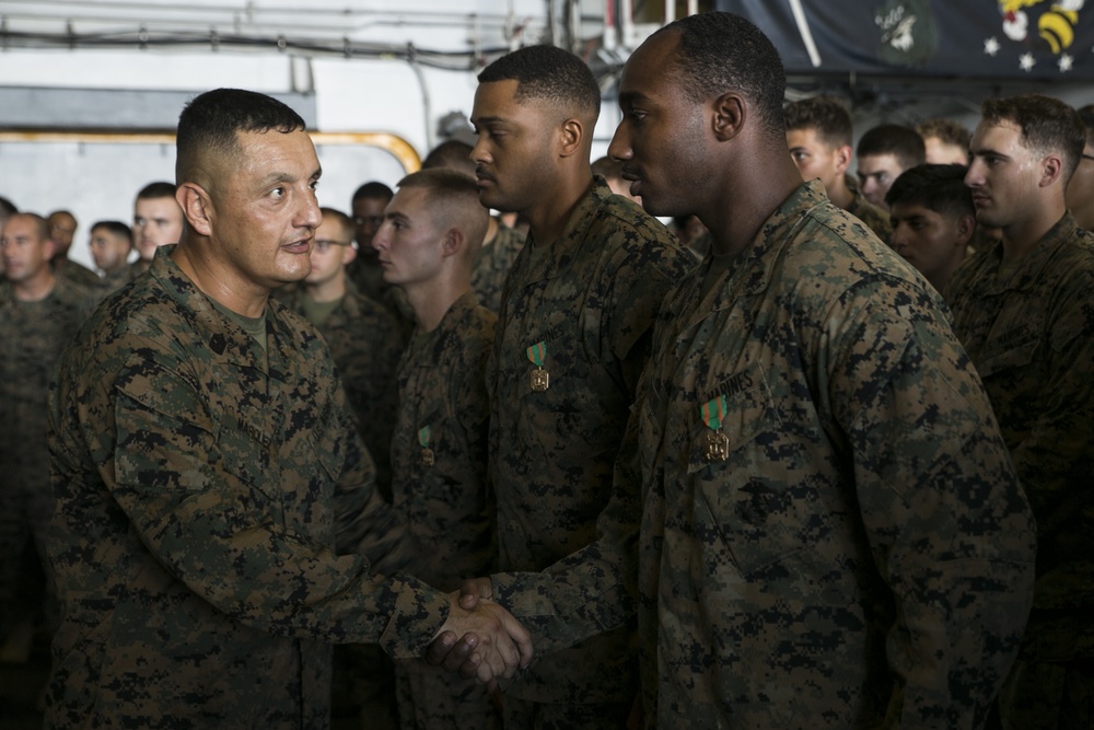 III MEF CG, I MEF deputy CG, visit embarked Marines, Sailors aboard the USS Wasp