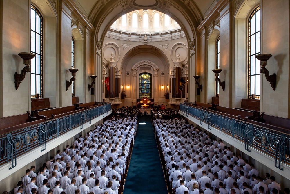 The funeral service for the late Sen. John McCain at the United States Naval Academy Chapel