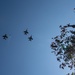 Super Hornets from Strike Fighter Squadrons (VFA) 31, VFA-32, VFA-87 and VFA-105 honor the late Sen. John McCain with a fly-over