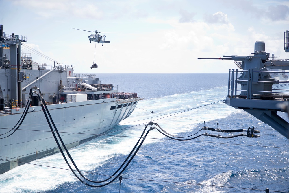 USS Kearsarge resupply at sea during ARGMEUEX