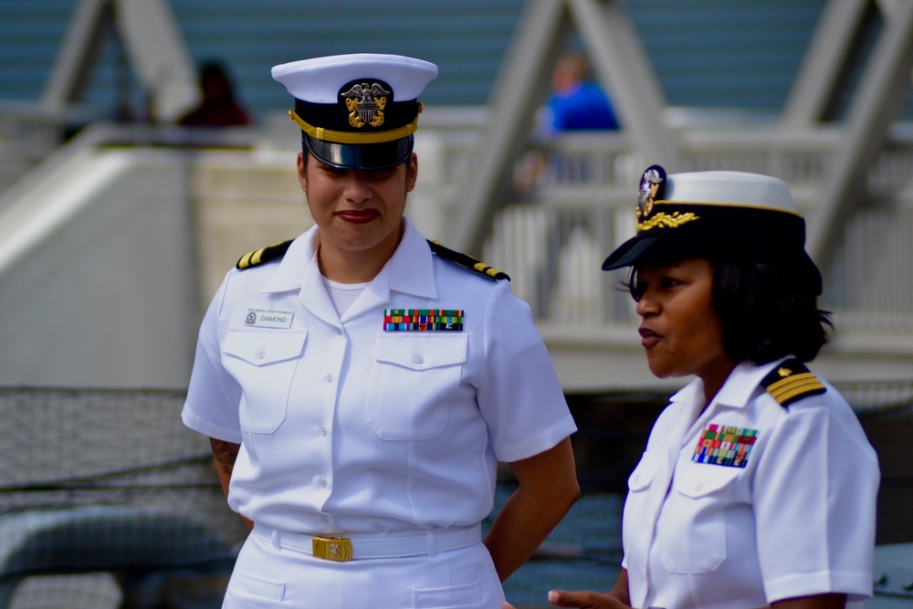 Naval Museum hosts a promotion cermeony for NAVMED Portsmouth aboard USS Wisconsin (BB-64)