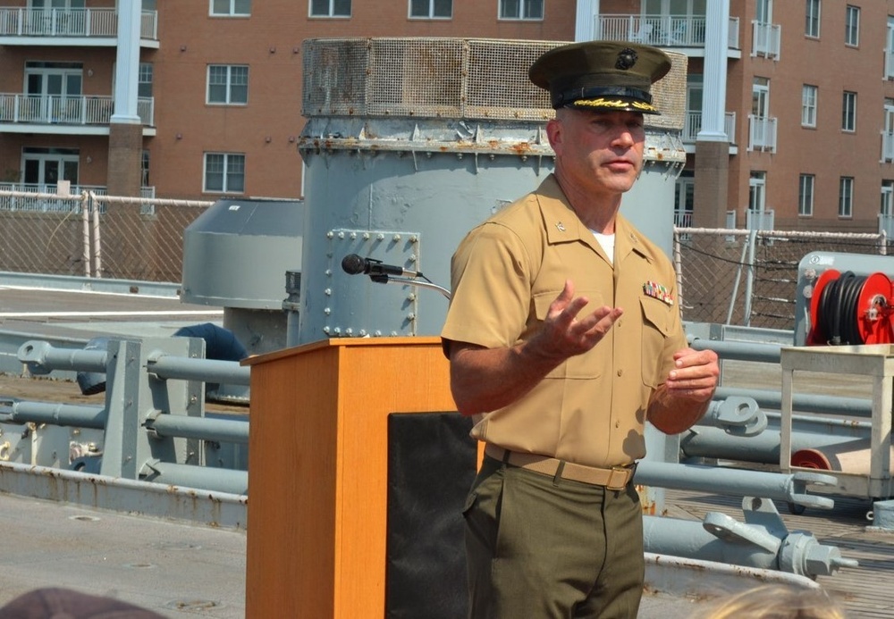 Naval Museum hosts a promotion ceremony aboard the USS Wisconsin (BB-64)