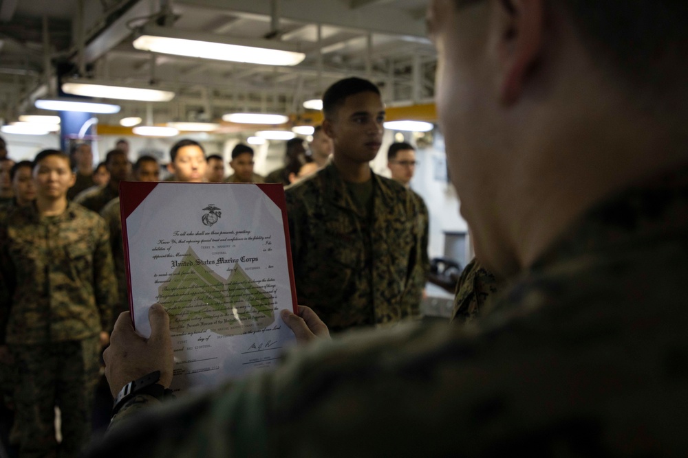 Promotions aboard the USS Kearsarge