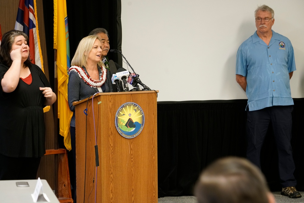 Department of Home Land Security Director and FEMA Administrator Speak to press about recent disaster recovery efforts in the State of Hawaii.