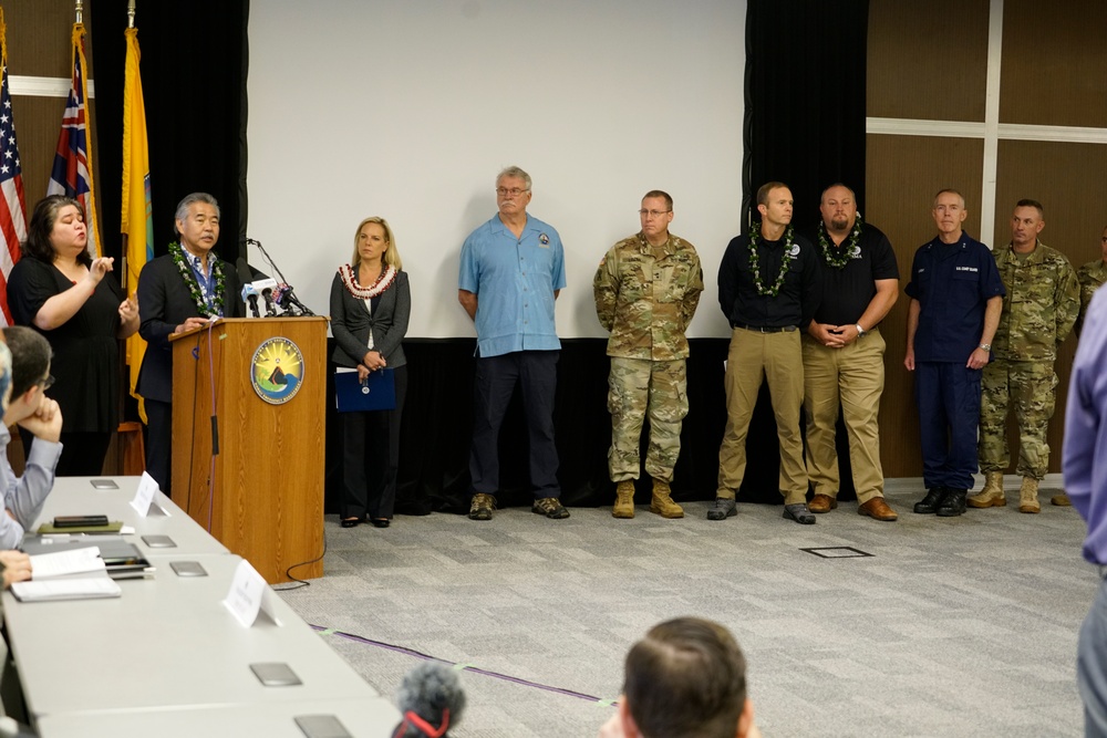 Department of Home Land Security Director and FEMA Administrator Speak to press about recent disaster recovery efforts in the State of Hawaii.