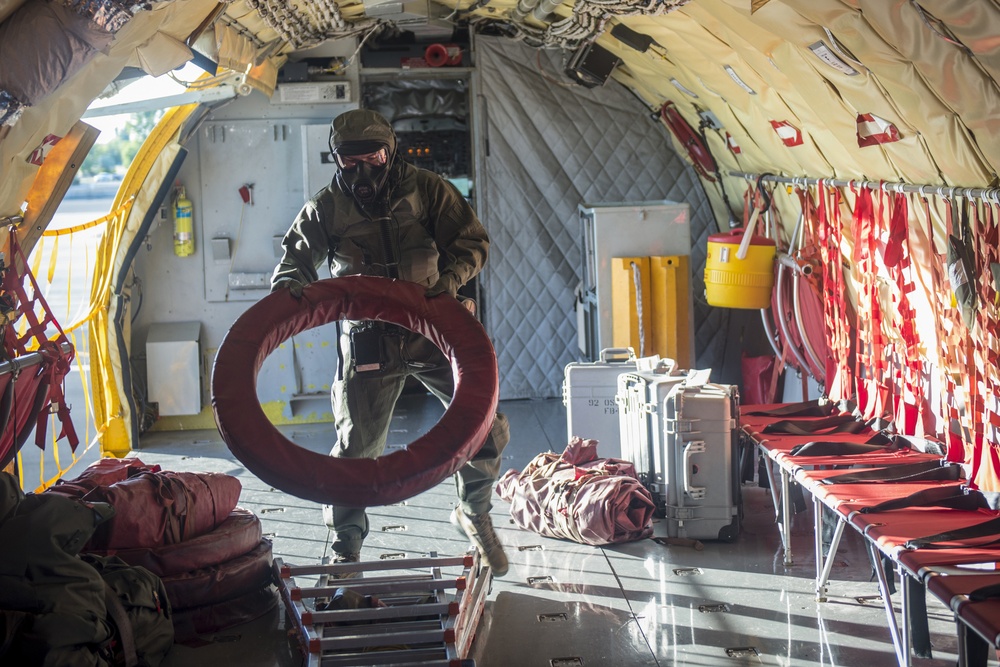 Airmen perform first KC-135 infield test for new chemical defense mask