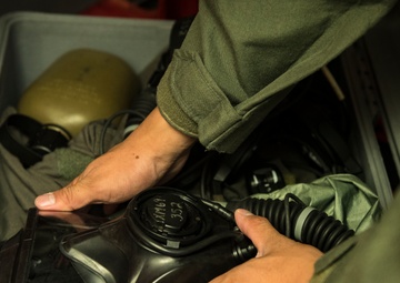 Airmen perform first KC-135 infield test for new chemical defense mask