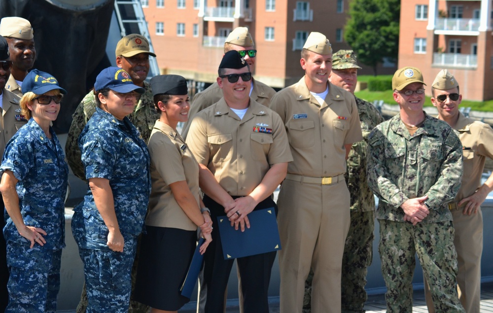 Naval Museum hosts a re-enlistment ceremony aboard the USS Wisconsin (BB-64)