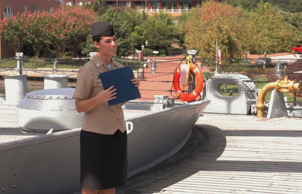 Naval Museum hosts a re-enlistment ceremony aboard the USS Wisconsin (BB-64)