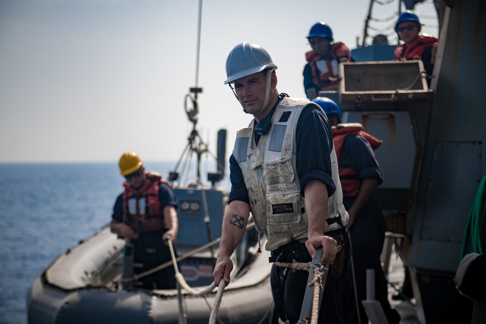 Boat and Helo Ops on USS Jason Dunham (DDG 109)