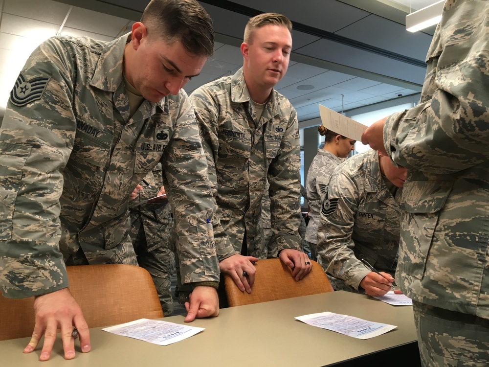Air National Guardsmen attend Professional Development training at McGhee-Tyson Air National Guard Base, Tenn.