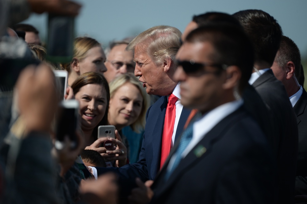 U.S. President Donald J. Trump arrives in Fargo