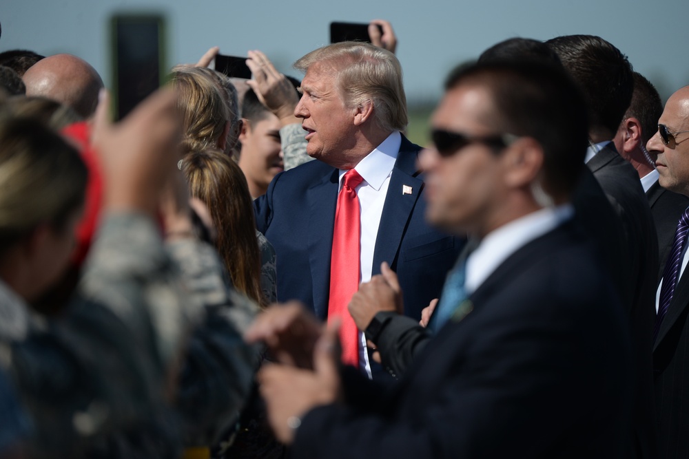 U.S. President Donald J. Trump arrives in Fargo