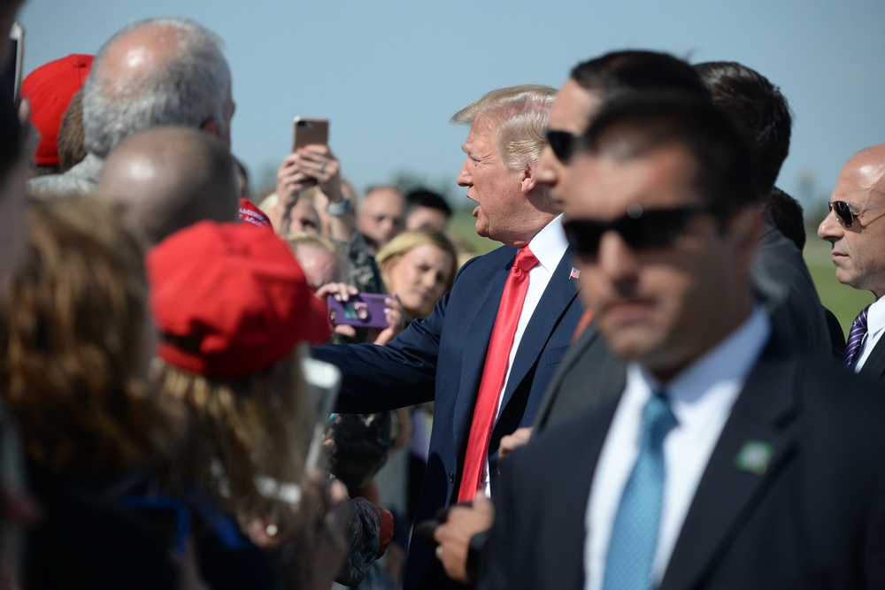 U.S. President Donald J. Trump arrives in Fargo