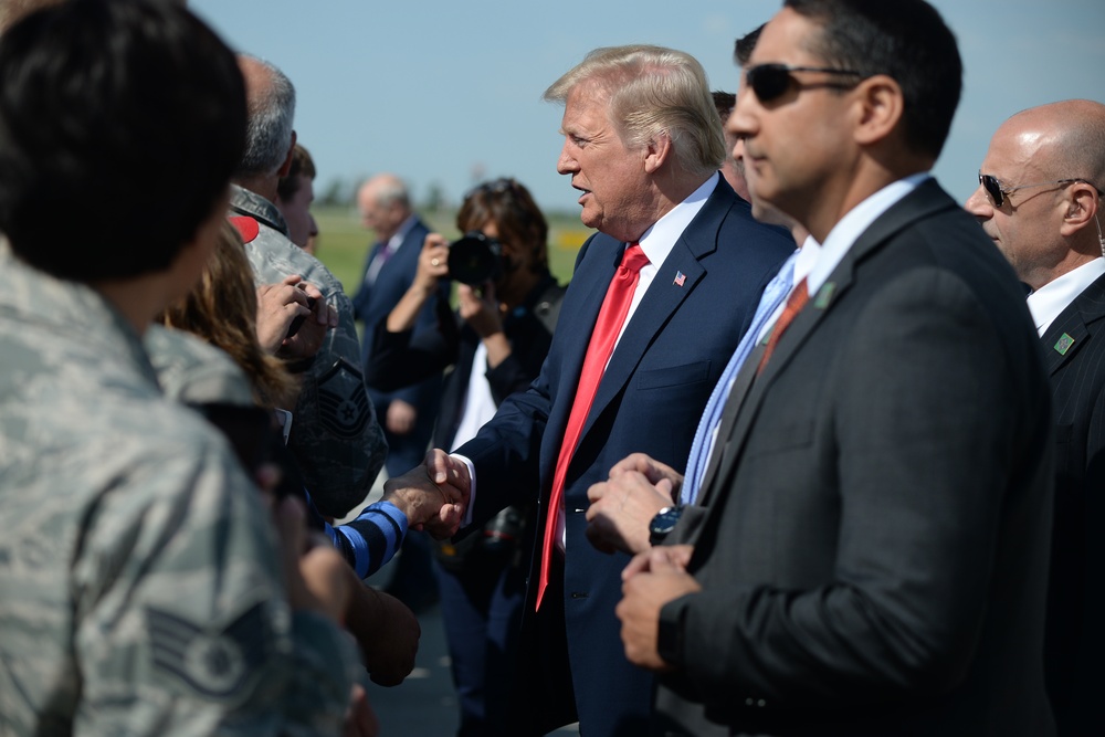 U.S. President Donald J. Trump arrives in Fargo