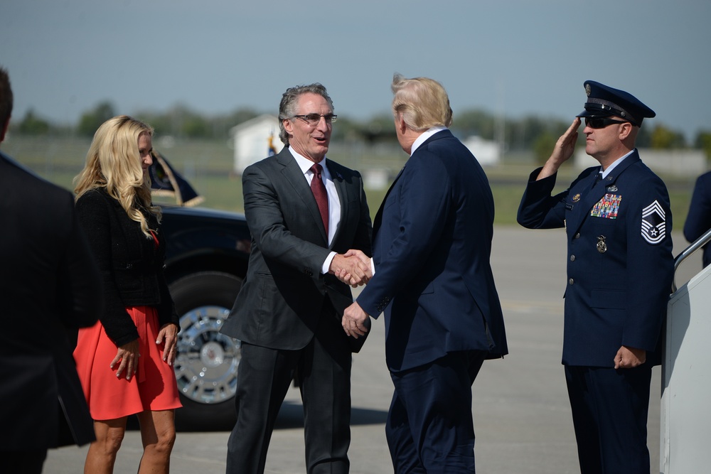 U.S. President Donald J. Trump arrives in Fargo