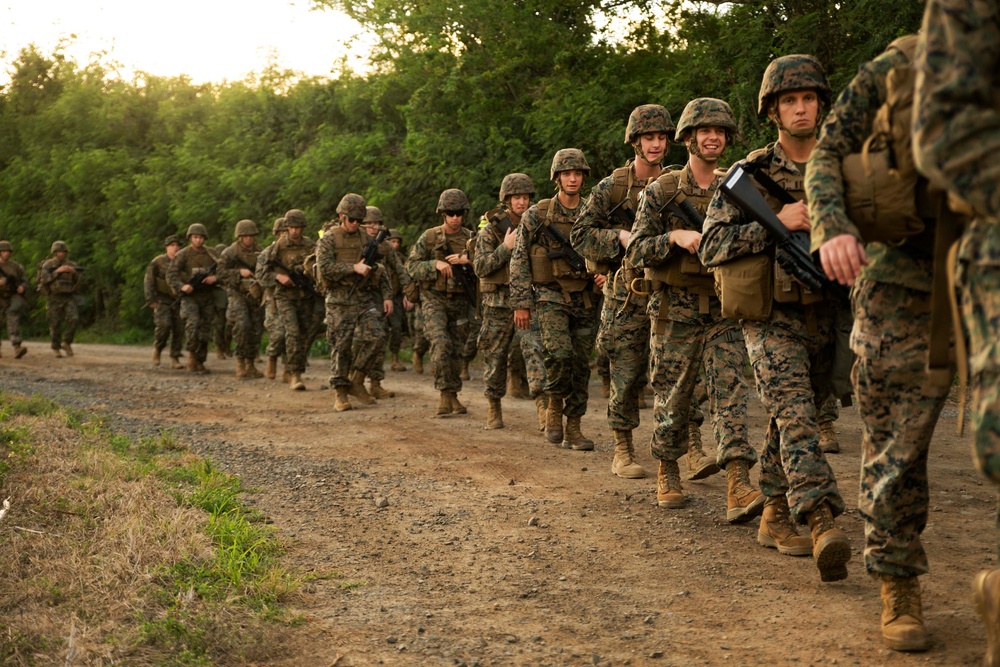 Marines conduct sustainment hike at Marine Corps Training Area Bellows