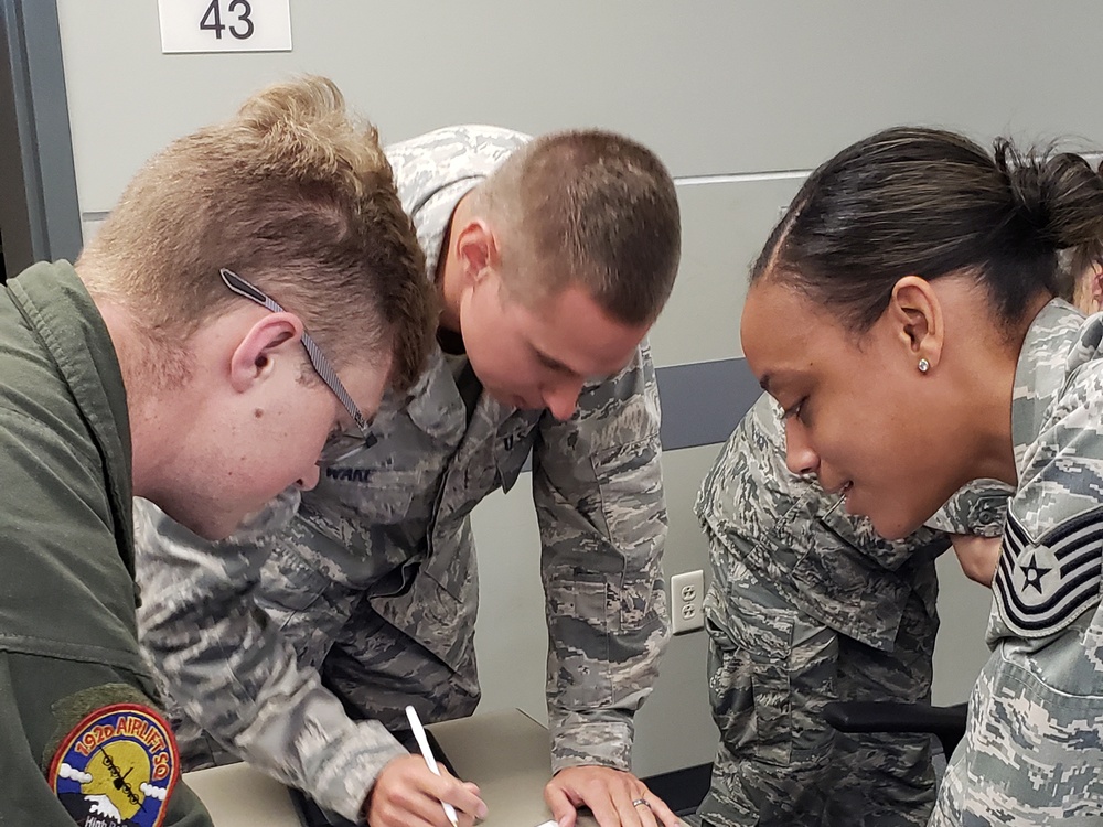National Guard Airmen from the Nevada National Guard participate in a friendly game of BINGO