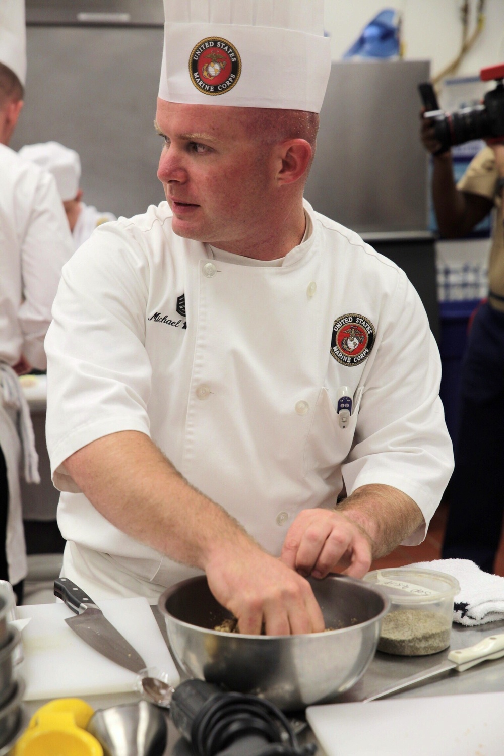 Marines serve during cooking competition at Marine Week Charlotte