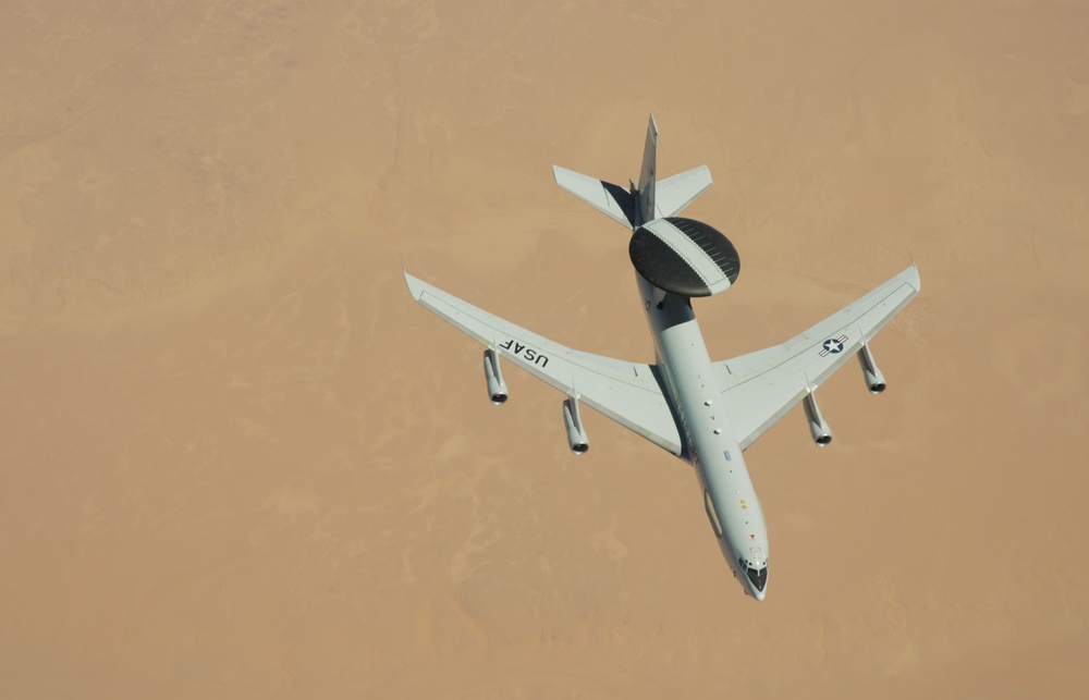 28th EARS refuels E-3 Sentry AWACS and F-15 over Iraq