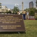 Retired U.S. Marine Corps Sgt. Maj. John Canley visits the Traveling Vietnam Memorial Wall