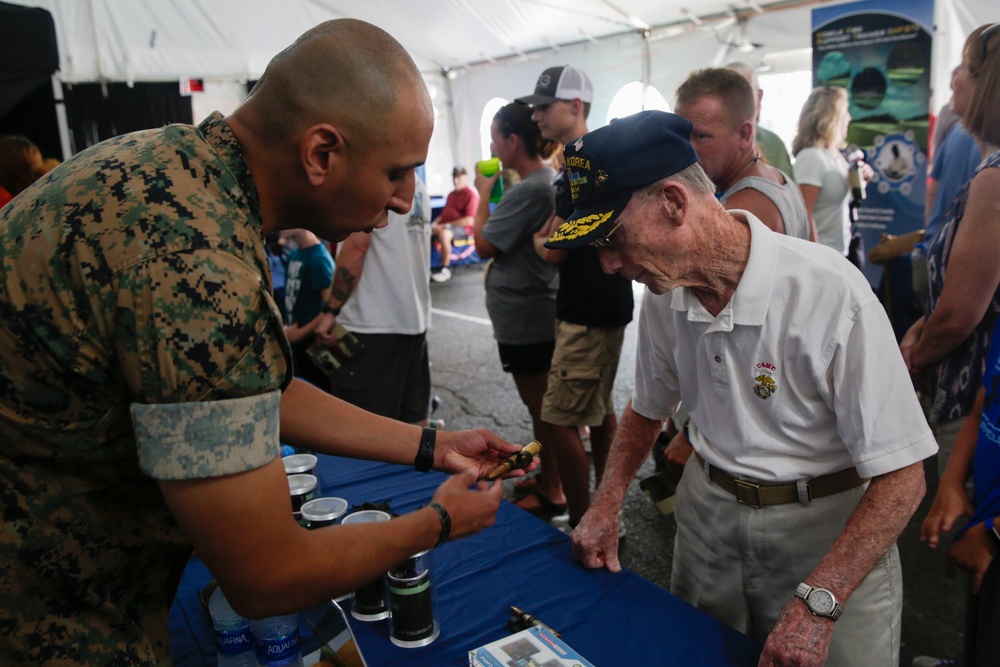 Charlottean WWII Korean and Vietnam Marine Veteran visits Marine Week Charlotte