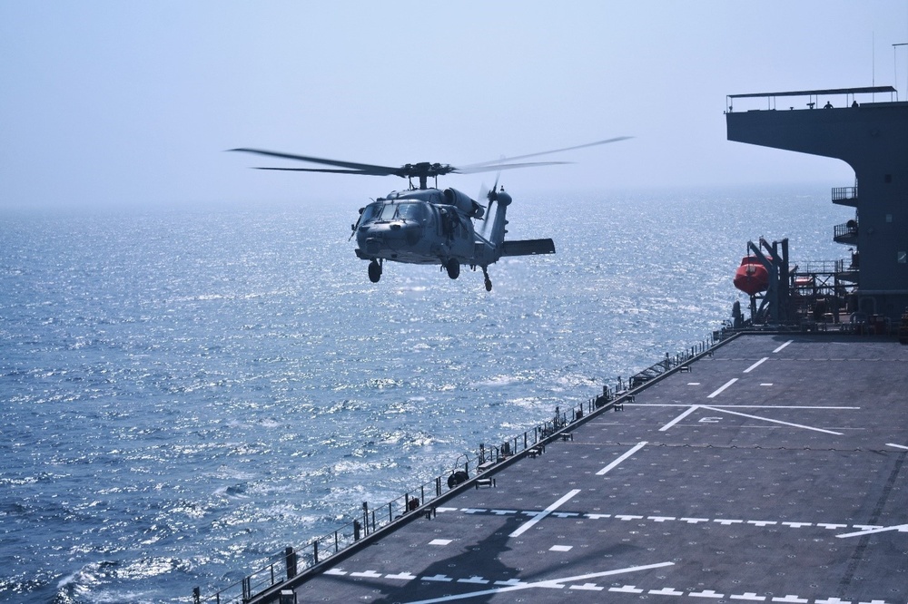 HSC 26 H-60 Helicopter prepares for landing